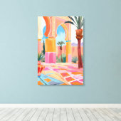 Kleurrijke Marokkaanse binnenplaats Art Print (Insitu (Houten vloer))