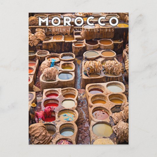 Kleurrijke Marokkaanse Fes Medina lederen leerlooi Briefkaart (Voorkant)