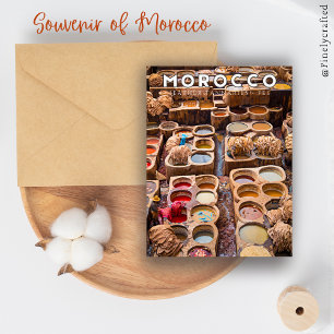 Kleurrijke Marokkaanse Fes Medina lederen leerlooi Briefkaart