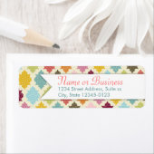 Kleurrijke Marokkaanse Quatrefoil Custom Adresetik Etiket (Insitu)