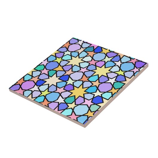 Kleurrijke Marokkaanse Star Mosaic Tegeltje (Zijkant)