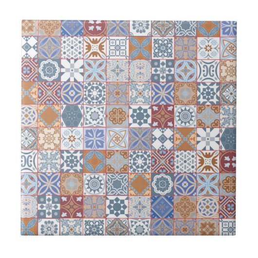 Kleurrijke Marokkaanse tegel Tegeltje (Voorkant)