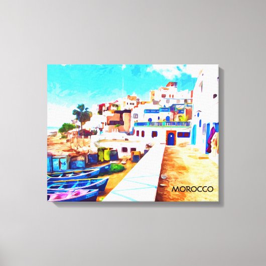 Kleurrijke Marokko Reizen Waterverf Canvas Afdruk (Voorkant)