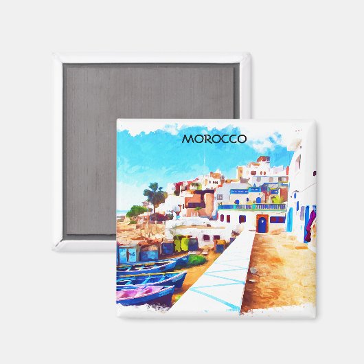 Kleurrijke Marokko Reizen Waterverf Magneet (Voorkant / Achterkant)