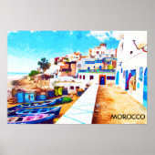 Kleurrijke Marokko Reizen Waterverf Poster (Voorkant)