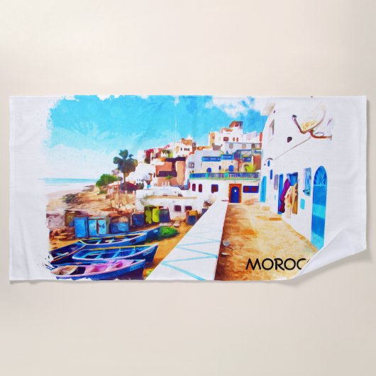 Kleurrijke Marokko Reizen Waterverf Strandlaken (Voorkant)