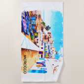 Kleurrijke Marokko Reizen Waterverf Strandlaken (Voorkant)