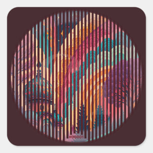 Kleurrijke Maroon Retro Stad Sticker #00001 – Aanp