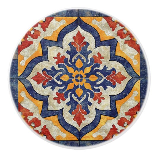 Kleurrijke Marracash Tegel ontwerp Keramische Knop (Voorkant)