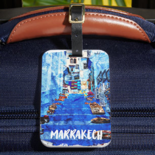 Kleurrijke Marrakech Marokko Architectuur Aquarel Bagagelabel