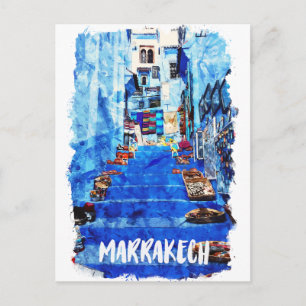 Kleurrijke Marrakech Marokko Architectuur Aquarel Briefkaart