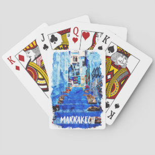 Kleurrijke Marrakech Marokko Architectuur Aquarel Pokerkaarten