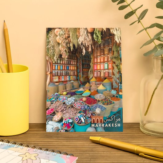 Kleurrijke Marrakech Medina Spices Shop Briefkaart