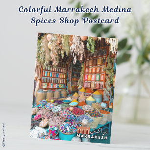 Kleurrijke Marrakech Medina Spices Shop Briefkaart