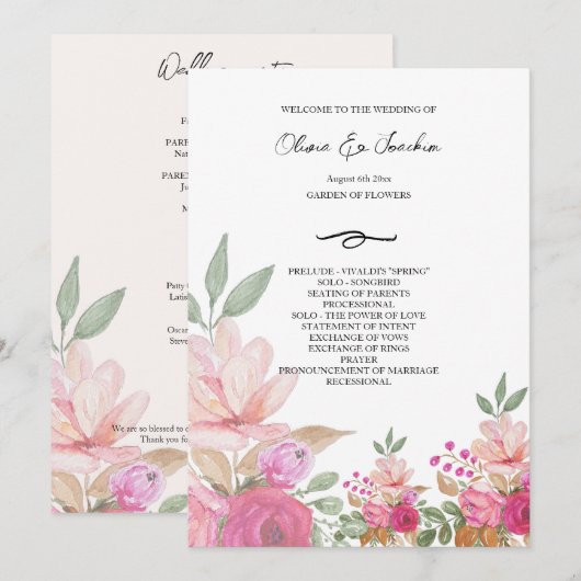 Kleurrijke Marrissa Waterverf Handgeschilderd Prog Programmakaart (Voorkant / Achterkant)