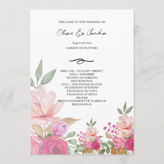 Kleurrijke Marrissa Waterverf Handgeschilderd Prog Programmakaart (Voorkant)