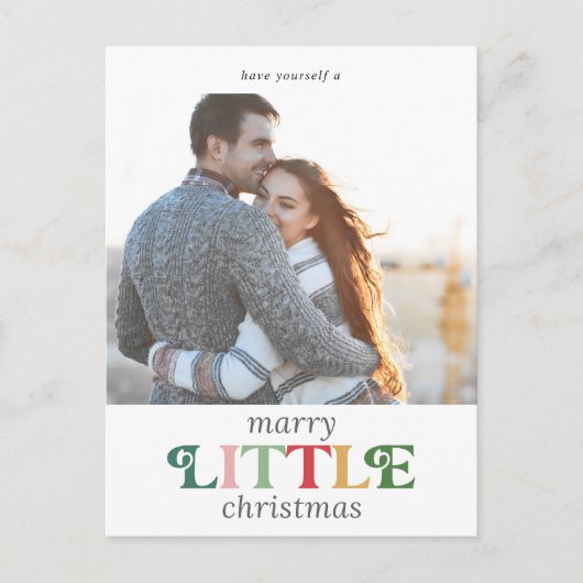 Kleurrijke marry kleine kerst bespaar de datum feestdagenkaart (Voorkant)