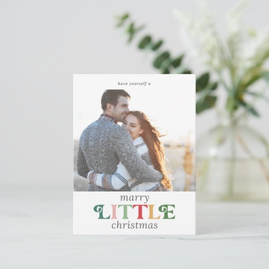 Kleurrijke marry kleine kerst bespaar de datum feestdagenkaart (Staand voorkant)