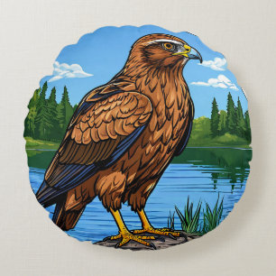 Kleurrijke Marsh Wouw Vogel Wetlands Natuur Rond Kussen