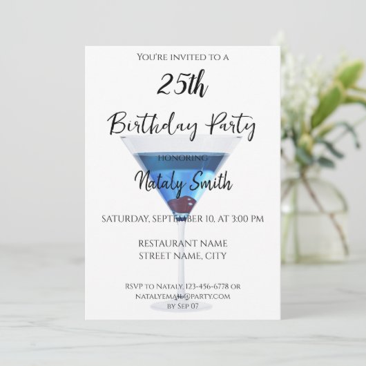 Kleurrijke martini cocktail kaart (Staand voorkant)