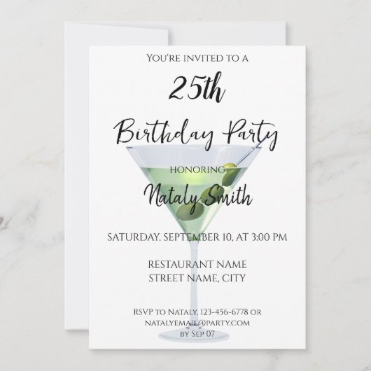 Kleurrijke martini cocktail kaart (Voorkant)