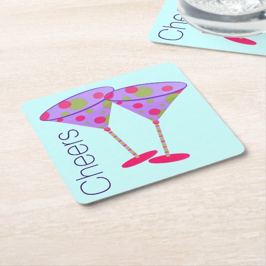 Kleurrijke Martini glazen partypapier Onderzetters (Schuin)