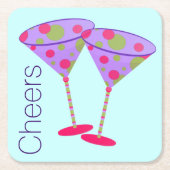 Kleurrijke Martini glazen partypapier Onderzetters (Voorkant)