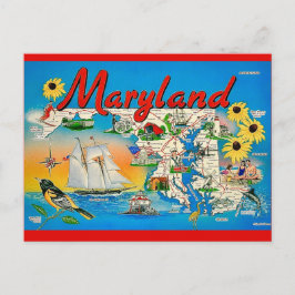 Kleurrijke Maryland kaart ansichtkaart