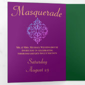 Kleurrijke Masquerade Party uitnodiging (Binnenzijde eerst)