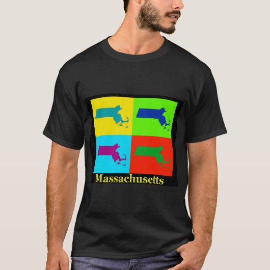 Kleurrijke Massachusetts Art Map Oversized T-shirt (Voorkant)