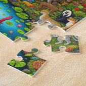 Kleurrijke massieve gedetailleerde wilde dieren in legpuzzel (Zijkant)