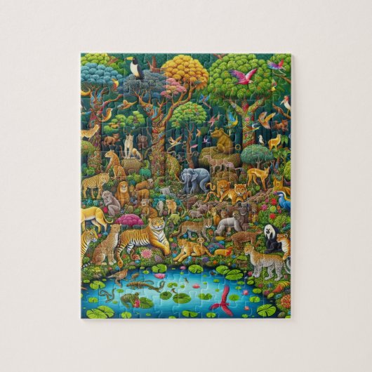 Kleurrijke massieve gedetailleerde wilde dieren in legpuzzel (Verticaal)