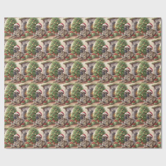 Kleurrijke Mastiff Kerst Inpakpapier (Vlak)