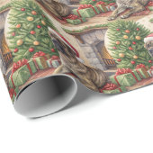 Kleurrijke Mastiff Kerst Inpakpapier (Rol Hoek)