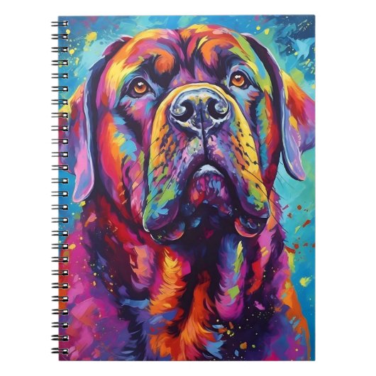 Kleurrijke Mastiff Notitieboek (Voorkant)