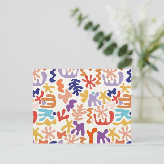 Kleurrijke Matisse Abstracte Gestructureerde Brief Briefkaart (Staand voorkant)