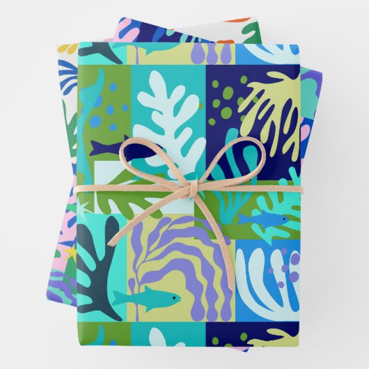 Kleurrijke Matisse papier uitsparingen geïnspireer Inpakpapier Vel (In situ)