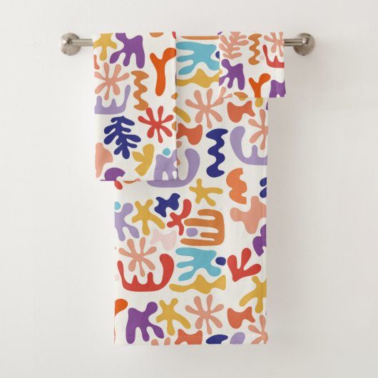 Kleurrijke Matisse Patroon Abstracte Botanische Vo Bad Handdoek (Insitu)