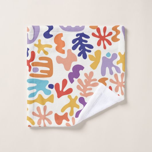 Kleurrijke Matisse Patroon Abstracte Botanische Vo Bad Handdoek (Wasdoekje)
