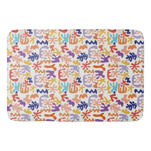 Kleurrijke Matisse Patroon Abstracte Botanische Vo Badmat (Voorkant)