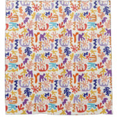 Kleurrijke Matisse Patroon Abstracte Botanische Vo Douchegordijn (Voorkant)
