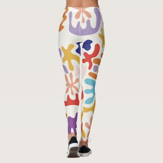 Kleurrijke Matisse Patroon Abstracte Botanische Vo Leggings (Achterkant)