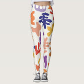 Kleurrijke Matisse Patroon Abstracte Botanische Vo Leggings (Voorkant)