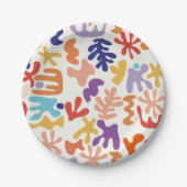 Kleurrijke Matisse Patroon Abstracte Botanische Vo Papieren Bordje (Voorkant)