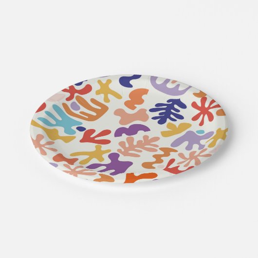 Kleurrijke Matisse Patroon Abstracte Botanische Vo Papieren Bordje (Gekanteld)