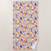 Kleurrijke Matisse Patroon Abstracte Botanische Vo Strandlaken (Voorkant)