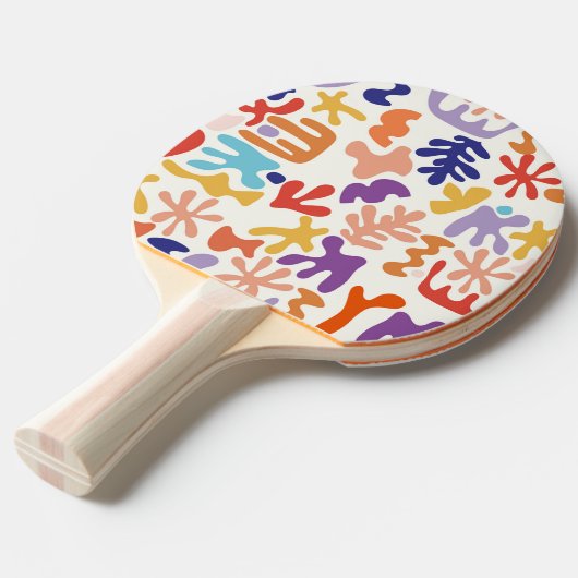Kleurrijke Matisse Patroon Abstracte Botanische Vo Tafeltennisbatje (Voorkant Gekanteld)