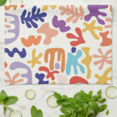 Kleurrijke Matisse Patroon Abstracte Botanische Vo Theedoek (Gevouwen)