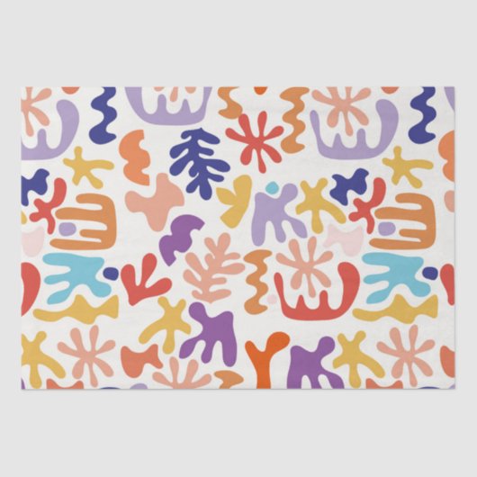 Kleurrijke Matisse Patroon Abstracte Botanische Vo Tissuepapier (Voorkant)