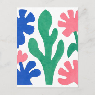 Kleurrijke Matisse-stijl bloemsnijdingen Briefkaart